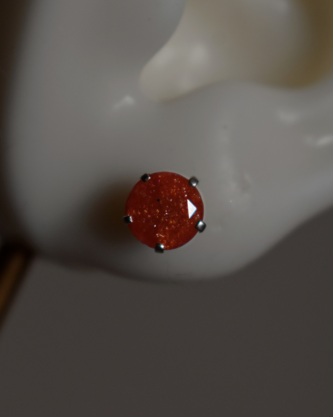 Arete Metal de Luna Diamante Zirconia Melón Plata .925