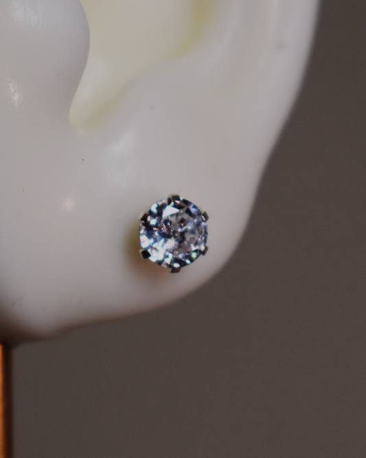 Arete Metal de Luna Diamante Zirconia Plata .925