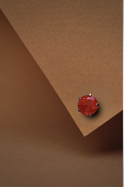 Arete Metal de Luna Diamante Zirconia Melón Plata .925