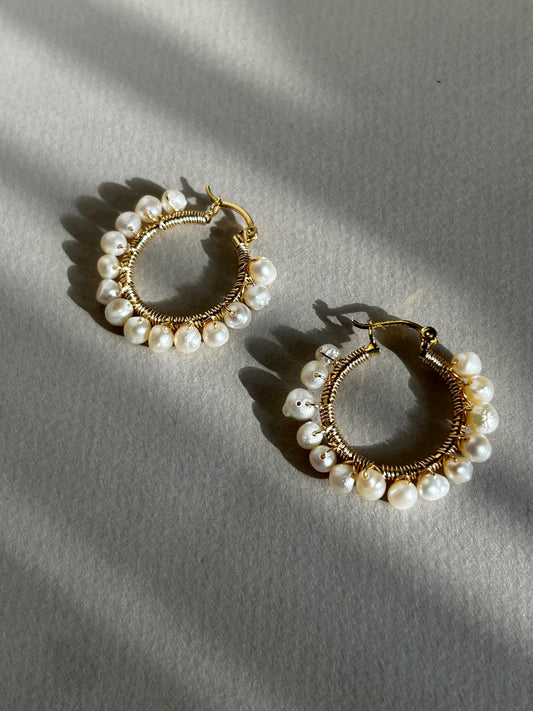 Arracadas maxi con perlas Bonhomía
