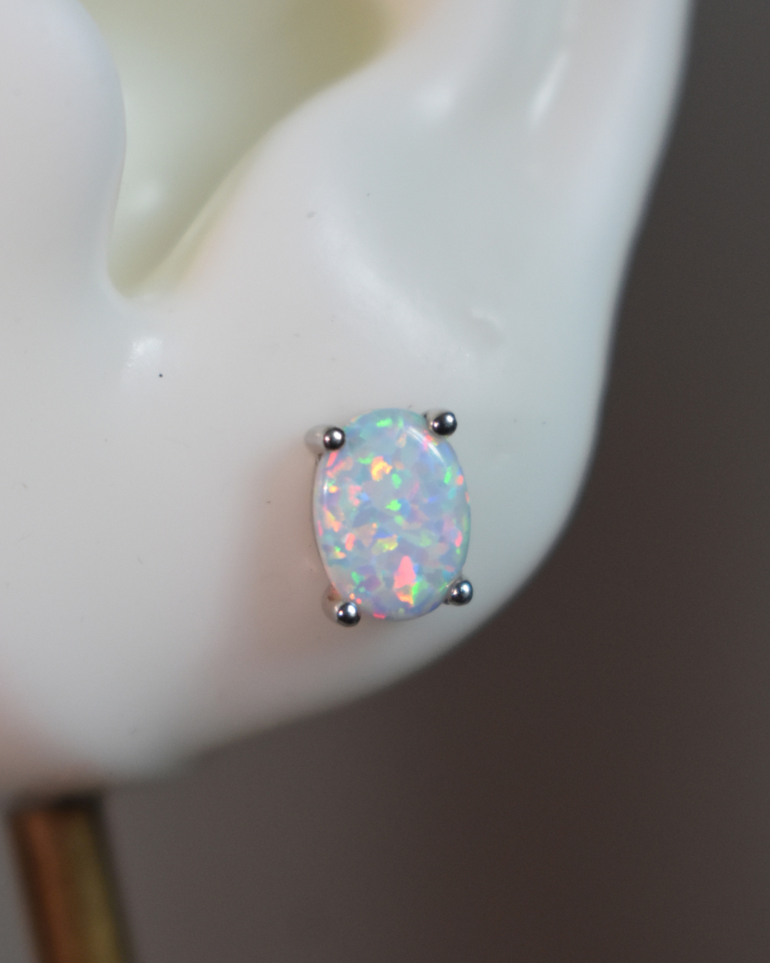 Opal Moon Metal Earring Silver .925