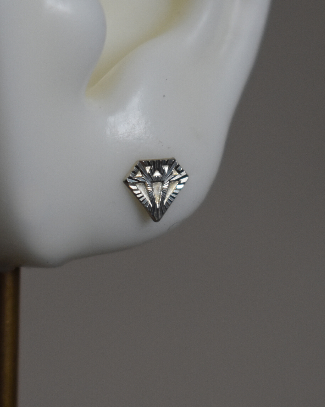 Arete Metal de Luna Diamante Plata .925