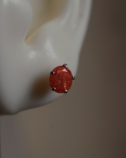 Arete Metal de Luna Diamante Zirconia Melón Plata .925