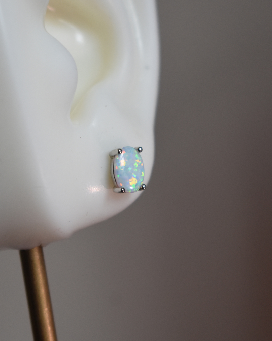 Opal Moon Metal Earring Silver .925