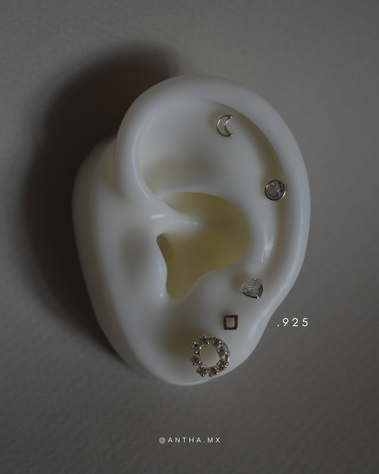 Piercing Metal de Luna Corona de Zirconias Plata .925