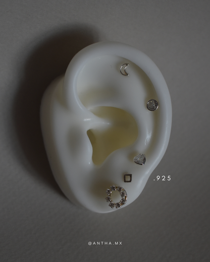 Piercing Metal de Luna Corona de Zirconias Plata .925